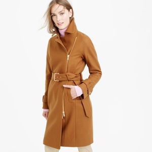 J. Crew Belted Zip Trench Coat in Wool Melton 6P